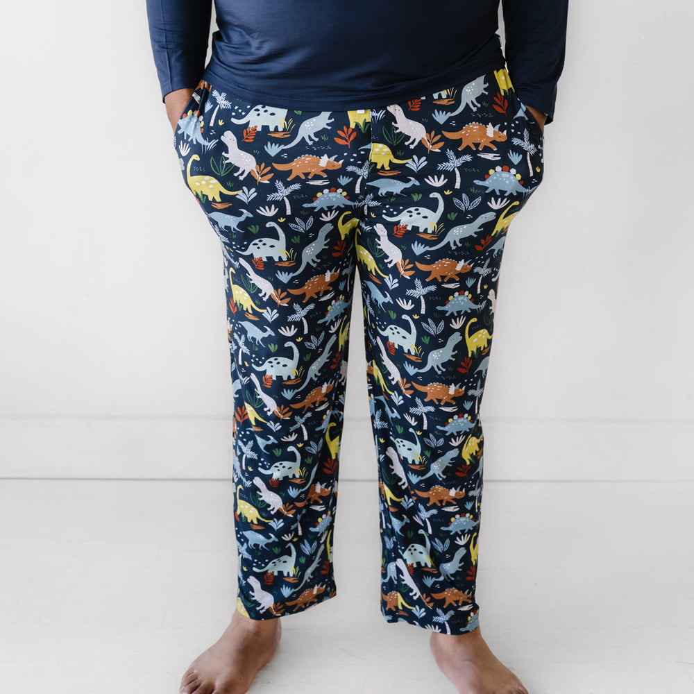 Men's PJ Pants - Navy Jurassic Jungle Men's Bamboo Viscose Pajama Pants