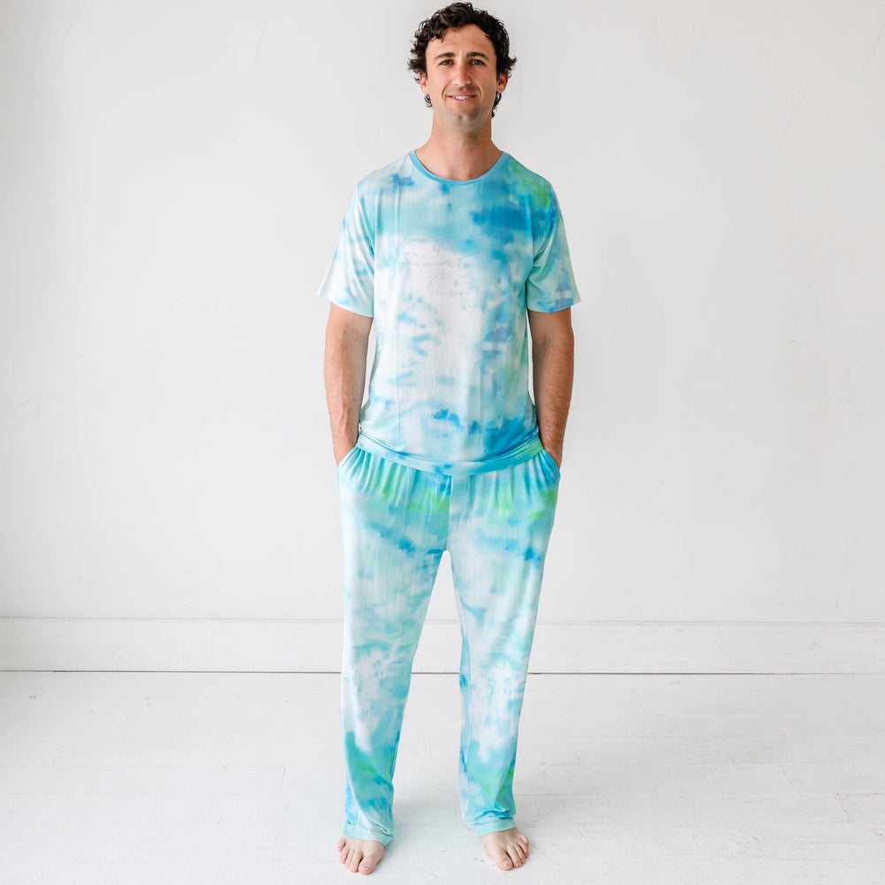Men's SS PJ Tops - Tidepool Watercolor Men's Short Sleeve Bamboo Viscose Pajama Top