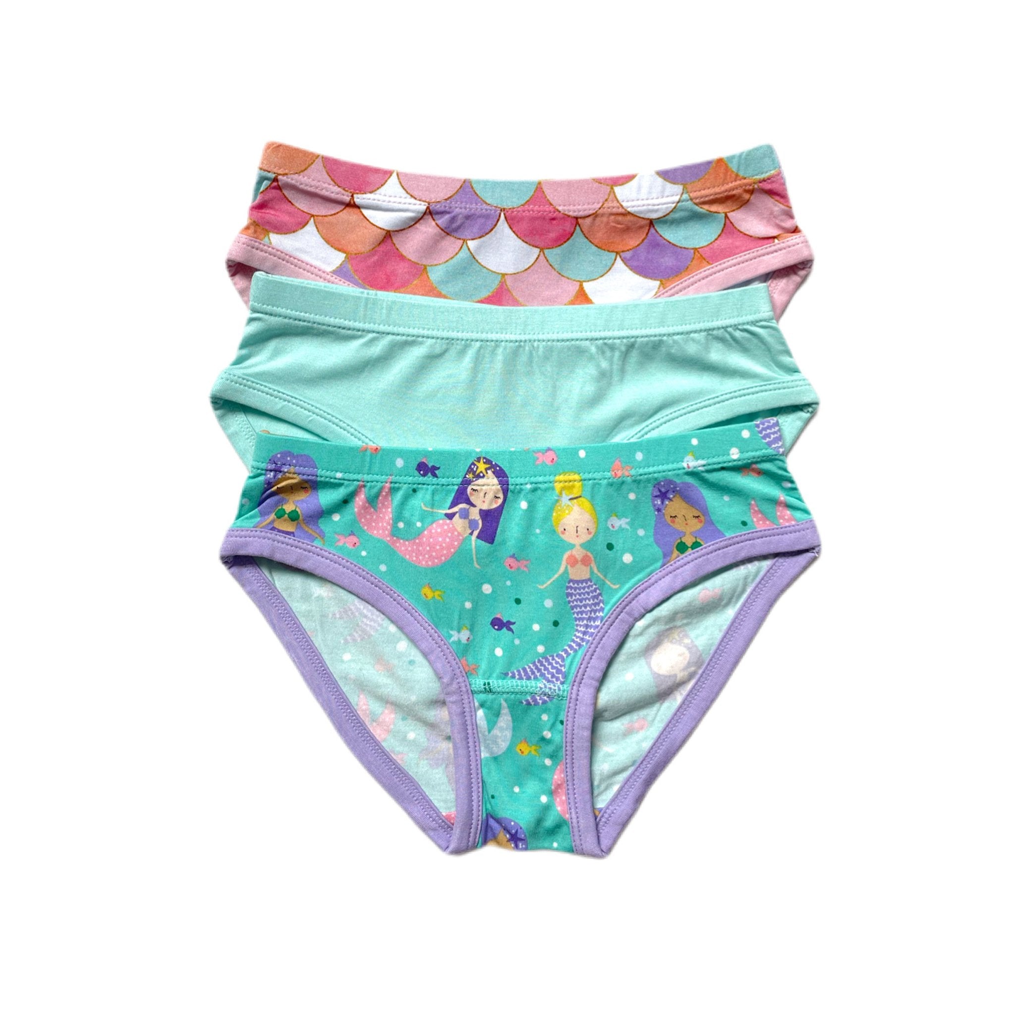 Mermaid Magic Girl's Bamboo Viscose Brief Underwear - 3 Pack