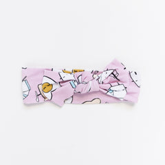 Image of Pink Breakfast Buddies printed bow headband