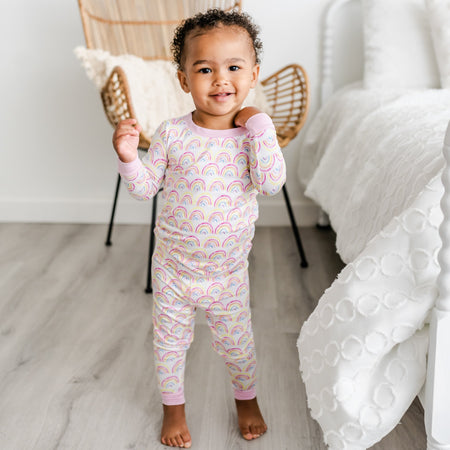 Pastel Rainbows Two-Piece Pajama Set - Little Sleepies