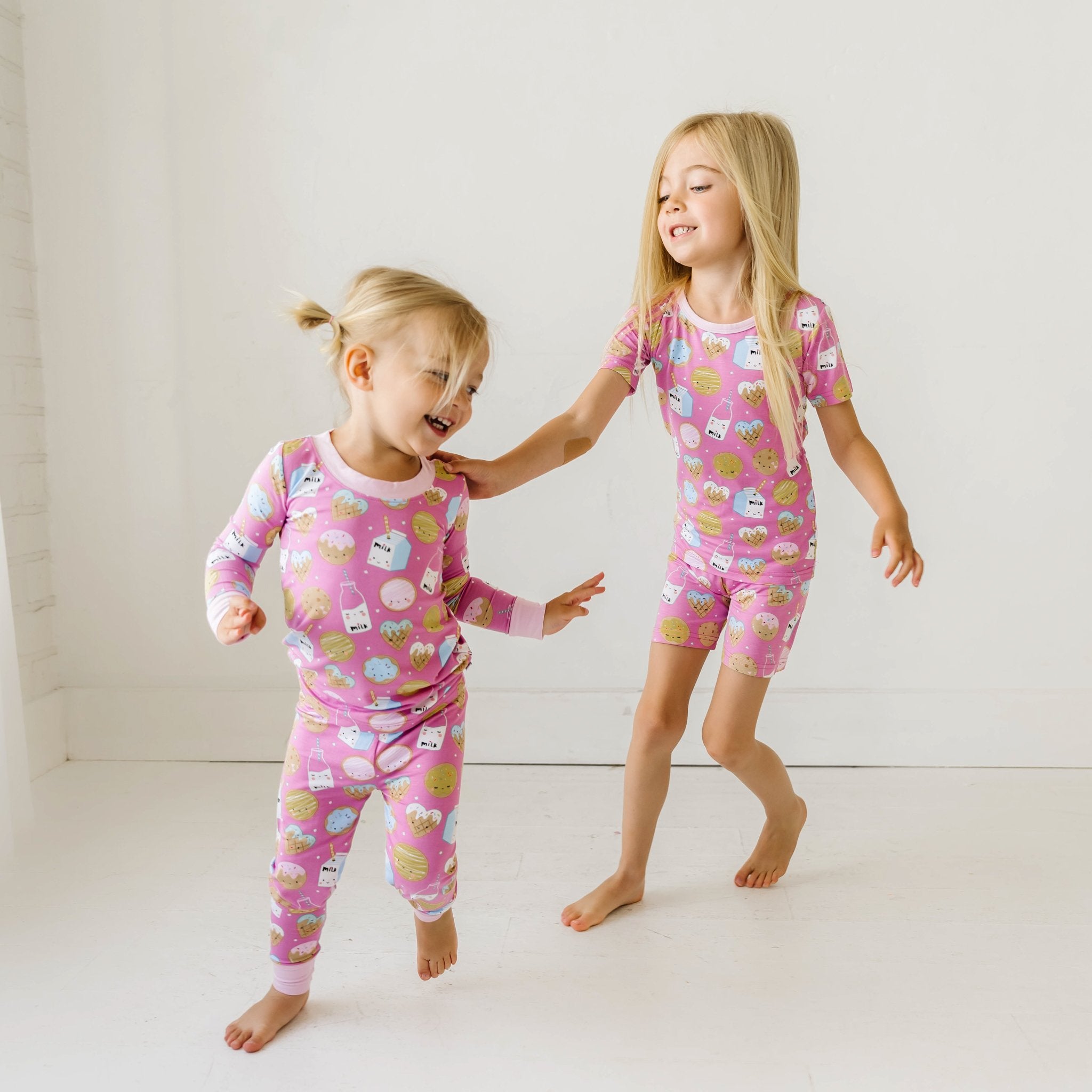 Pink Cookies & Milk Two-Piece Short Sleeve & Shorts Pajama Set