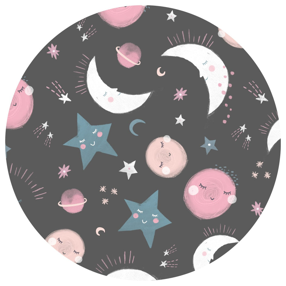 Swatch of Pink To the Moon & Back print