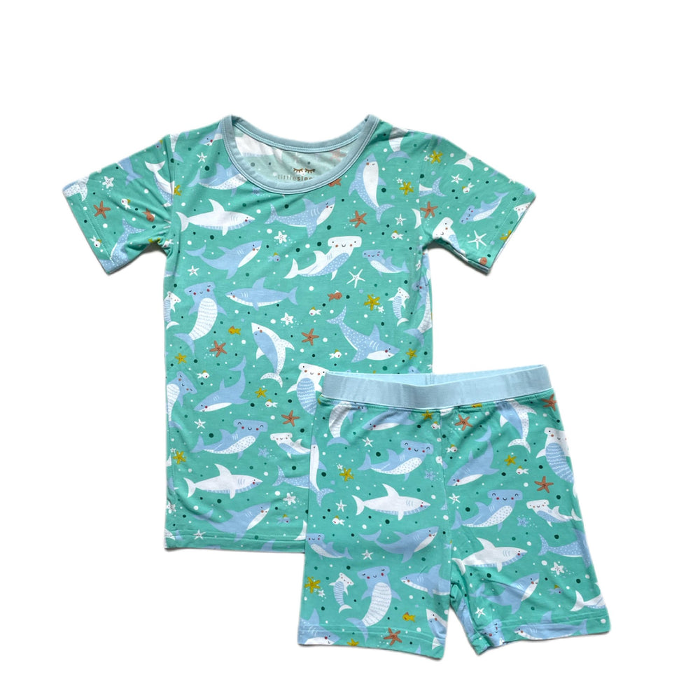 Click to see full screen - Shark Soiree Two-Piece Short Sleeve & Shorts Pajama Set