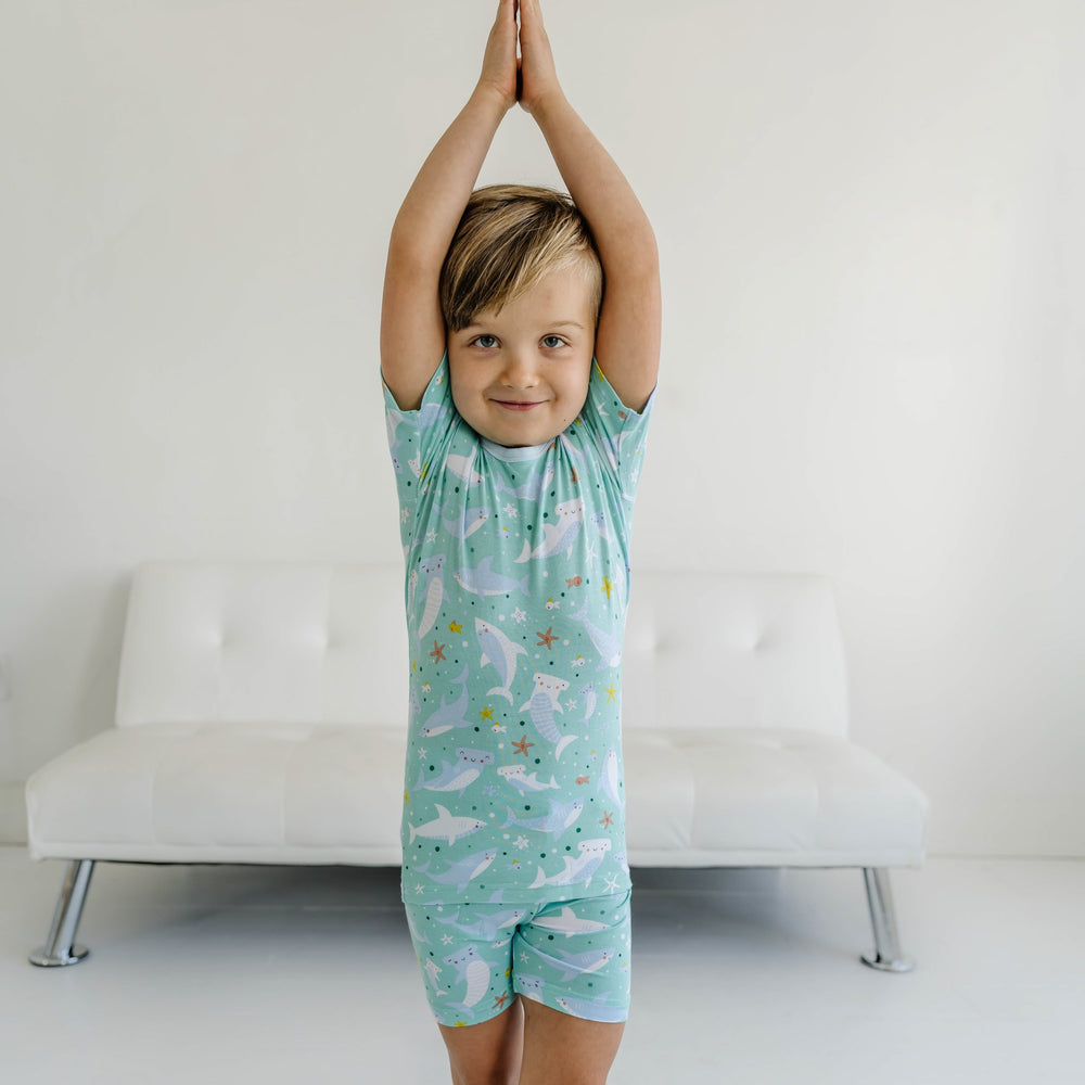 Shark Soiree Two-Piece Short Sleeve & Shorts Pajama Set