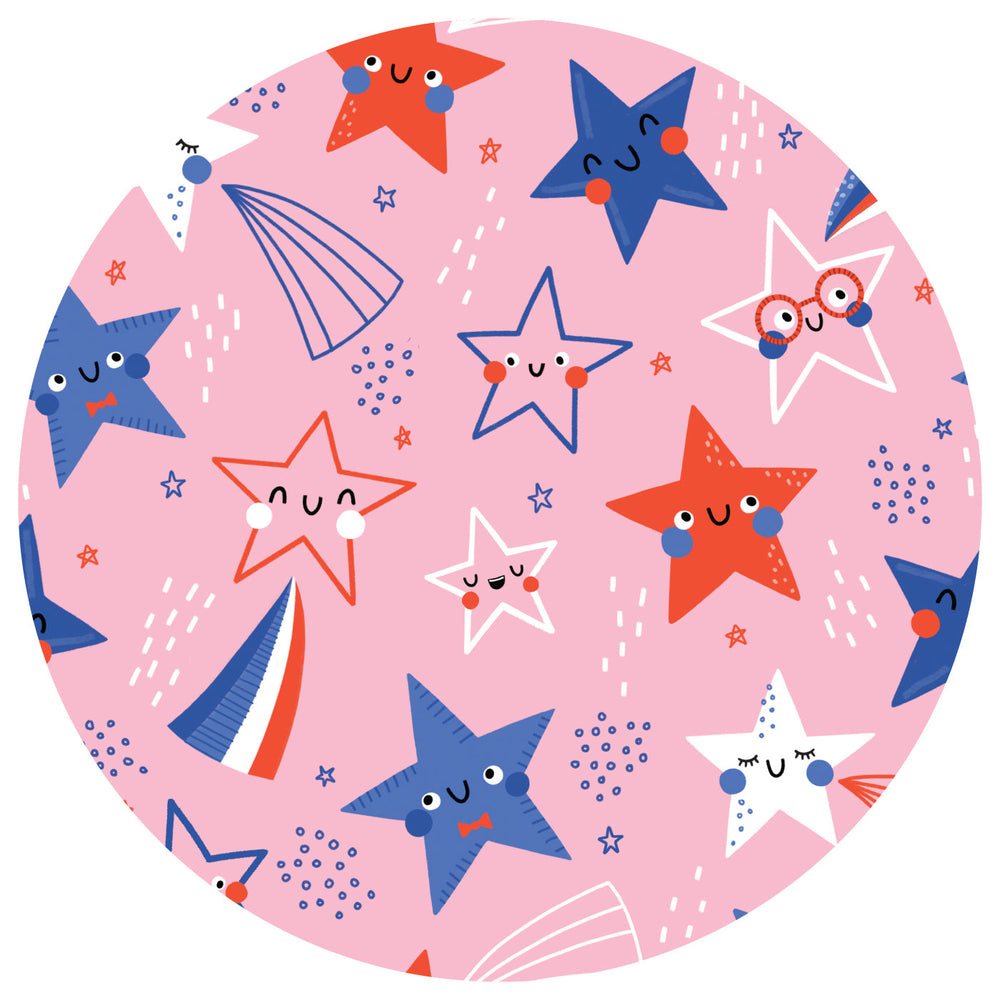 Swatch of Pink Stars and Stripes print