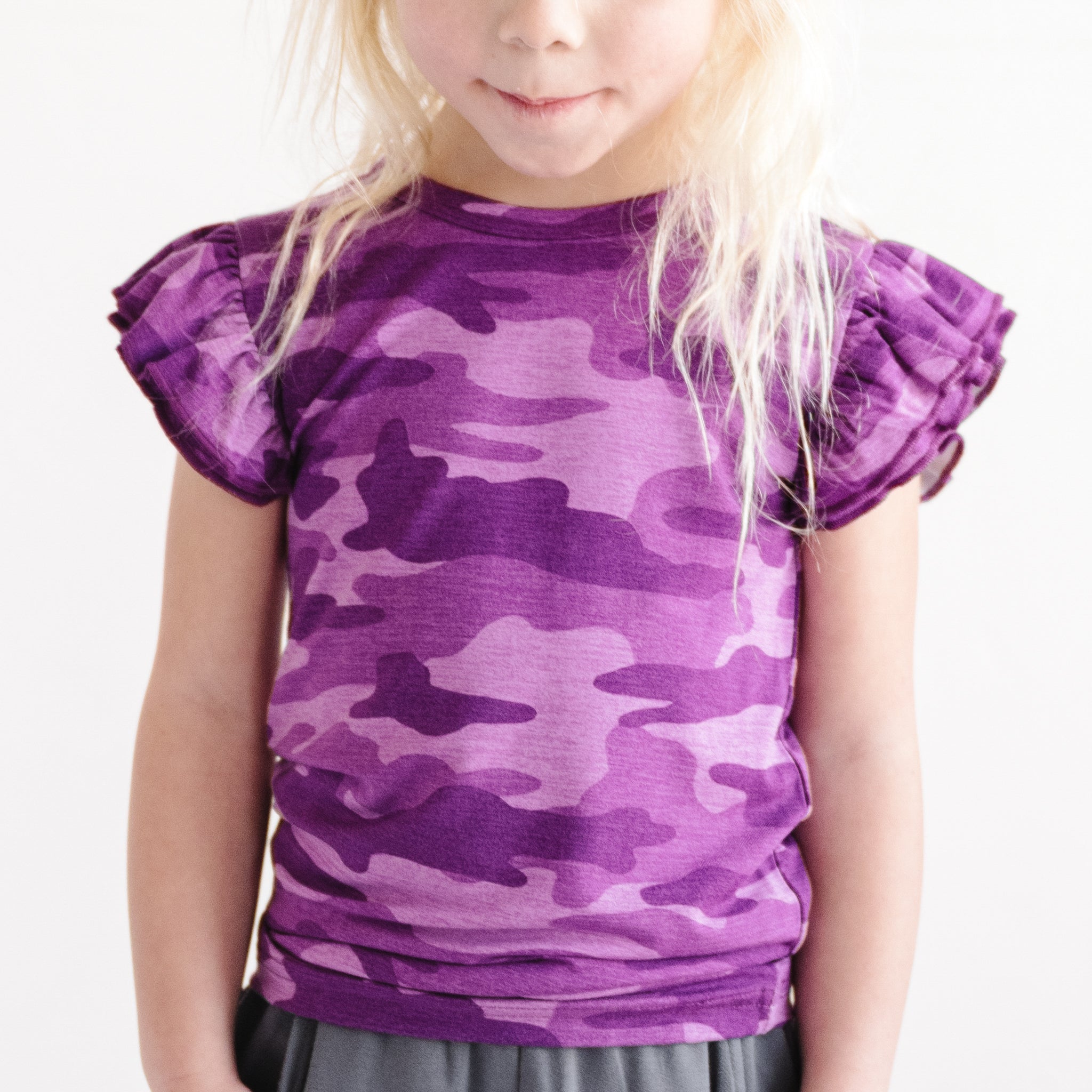 Berry Camo Short Sleeve Flutter Tee - Little Sleepies