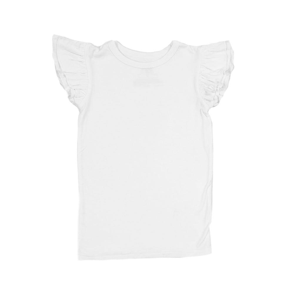Click to see full screen - Flat lay of White Flutter Sleeve Tee