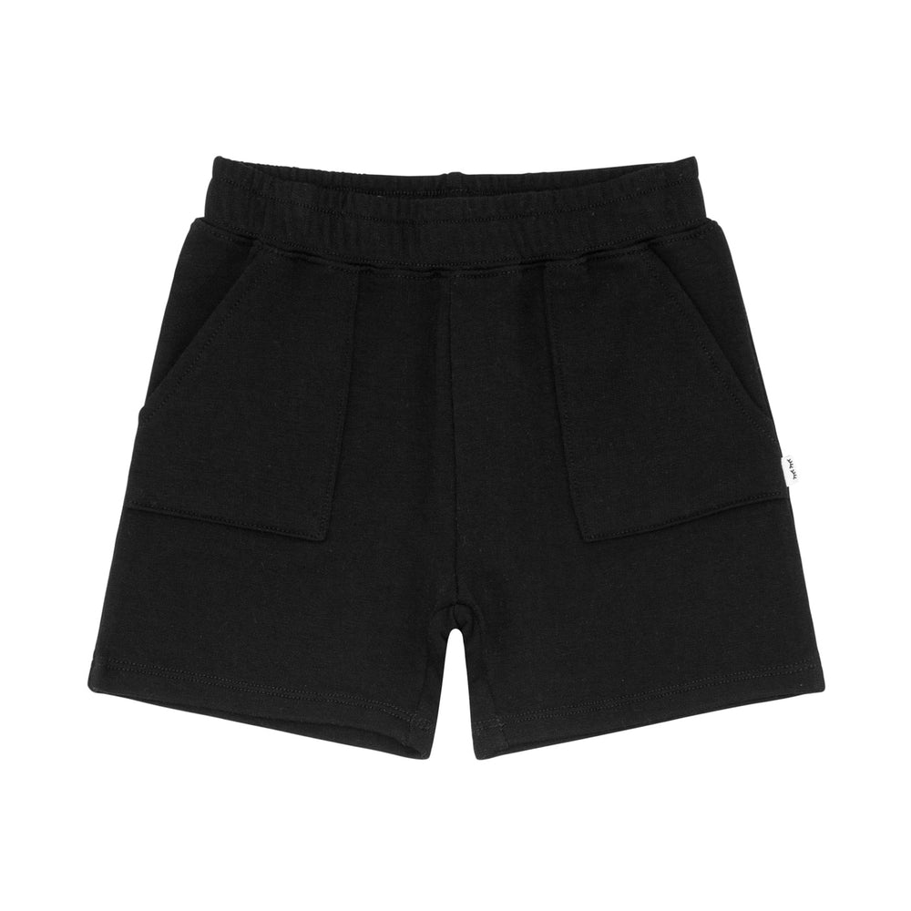 Flat lay image of Black shorts