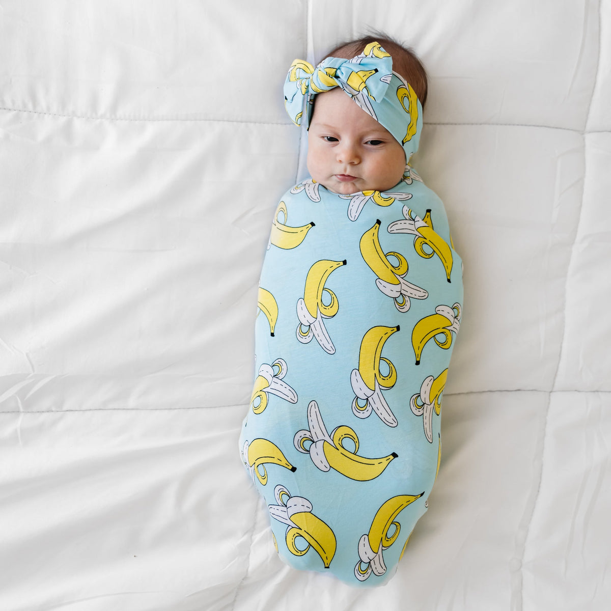 Bananas Swaddle & Headband Set Little Sleepies