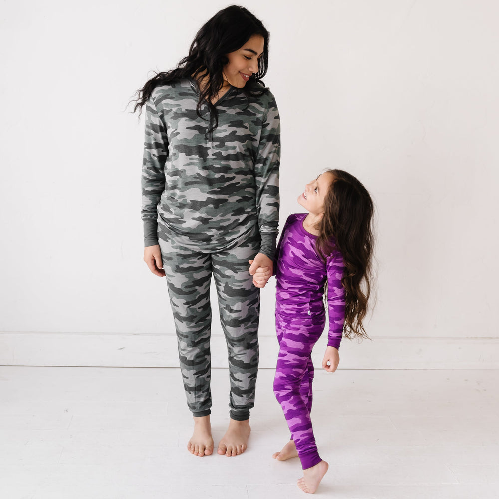 Family coordinating in women's vintage camo and children's berry camo