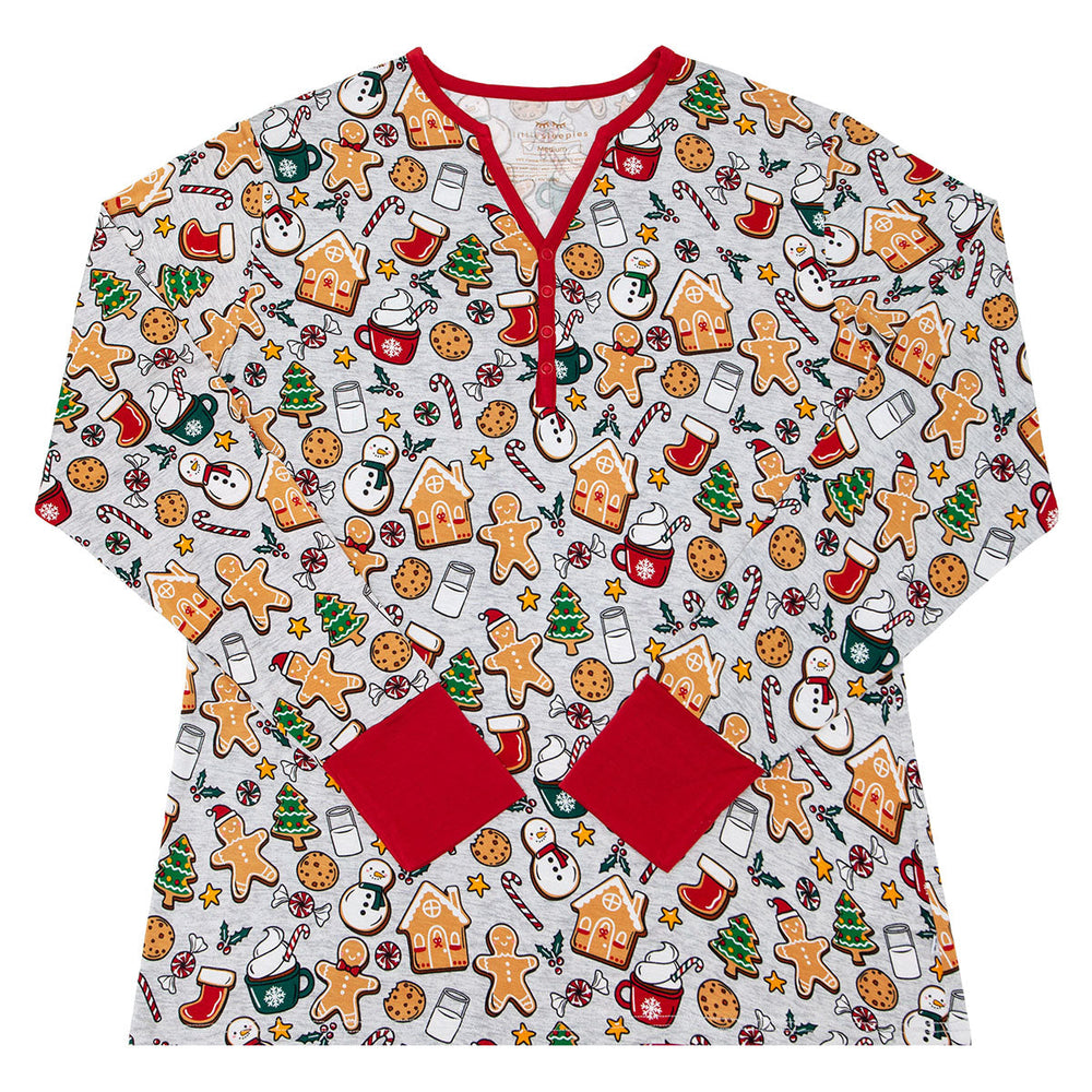 Flat lay image of Holiday Treats women's pajama top