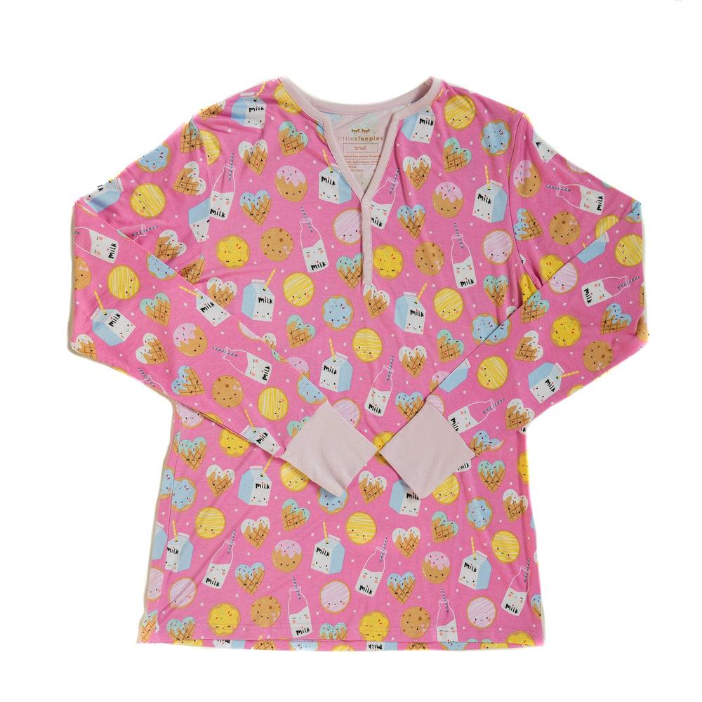 Click to see full screen - Flat lay image of Pink Cookies & Milk pajama top