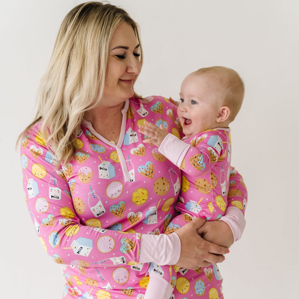 Click to see full screen - Women's LS PJ Tops - Pink Cookies & Milk Women's Bamboo Viscose Pajama Top