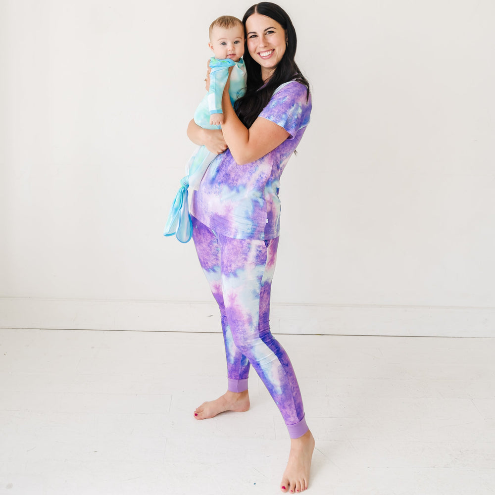Women's PJ Pants - Purple Watercolor Women's Bamboo Viscose Pajama Pants
