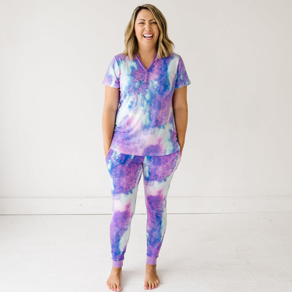 Women's PJ Pants - Purple Watercolor Women's Bamboo Viscose Pajama Pants