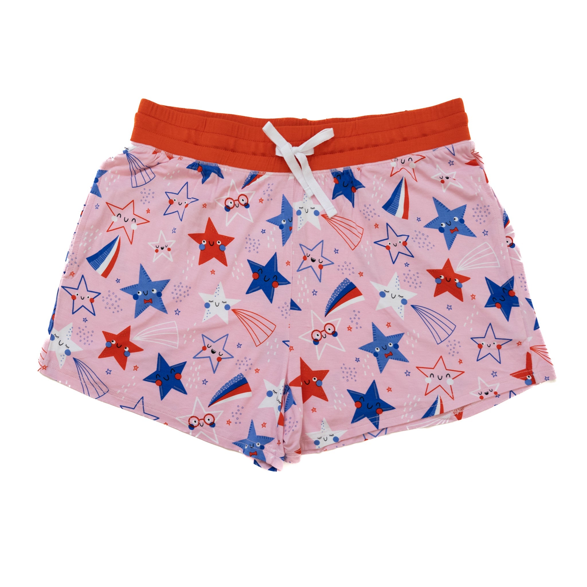 Pink Stars & Stripes Women's Bamboo Viscose Pajama Shorts - Little Sleepies