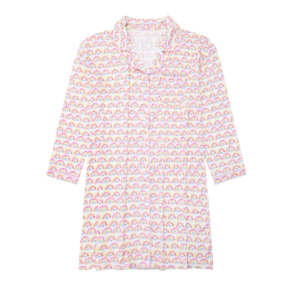 Women's Sleep Shirt - Pastel Rainbows Women's Bamboo Viscose Long Sleeve Sleep Shirt