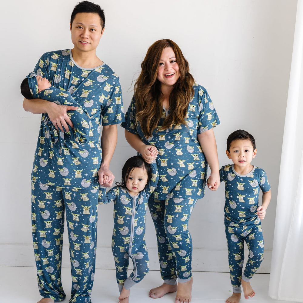 Family matching bamboo viscose Star Wars™ Grogu pajamas in men's, women's toddler/kid's, baby and infant/newborn sizing.