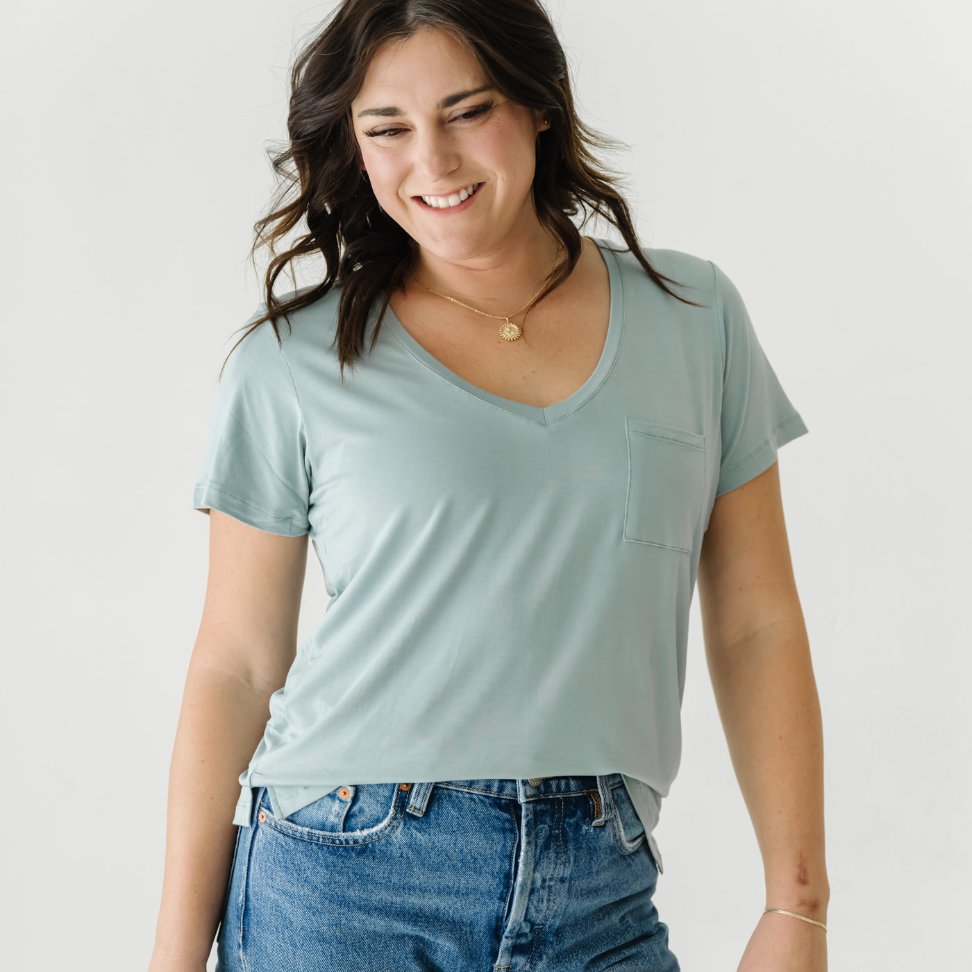 Women's - Women's Bamboo Viscose Perfect Pocket Tee Stormy