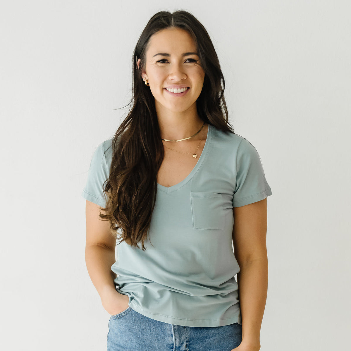 Women's - Women's Bamboo Viscose Perfect Pocket Tee Stormy