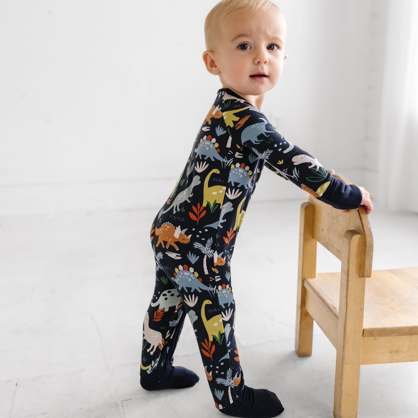 Zippy - Navy Jurassic Jungle Bamboo Viscose Zippy