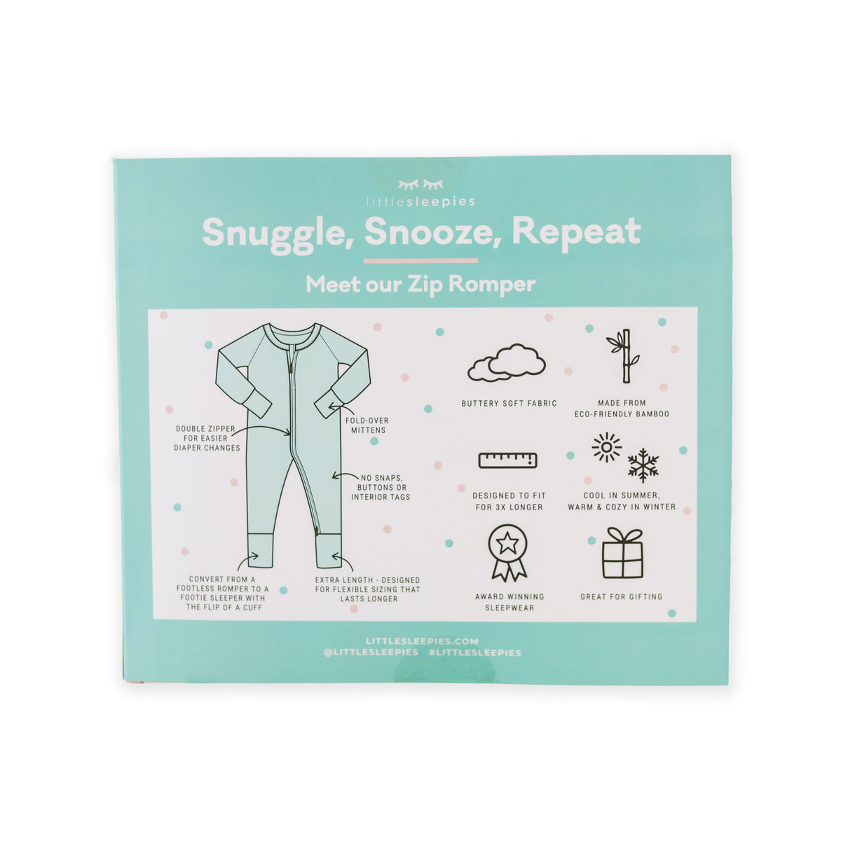The back of the Pastel Rainbows, Bubblegum & Sunshine Zippy Grow With Me Three Pack Gift Box